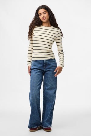 Mira New O-Neck Knit - beržas/juodas