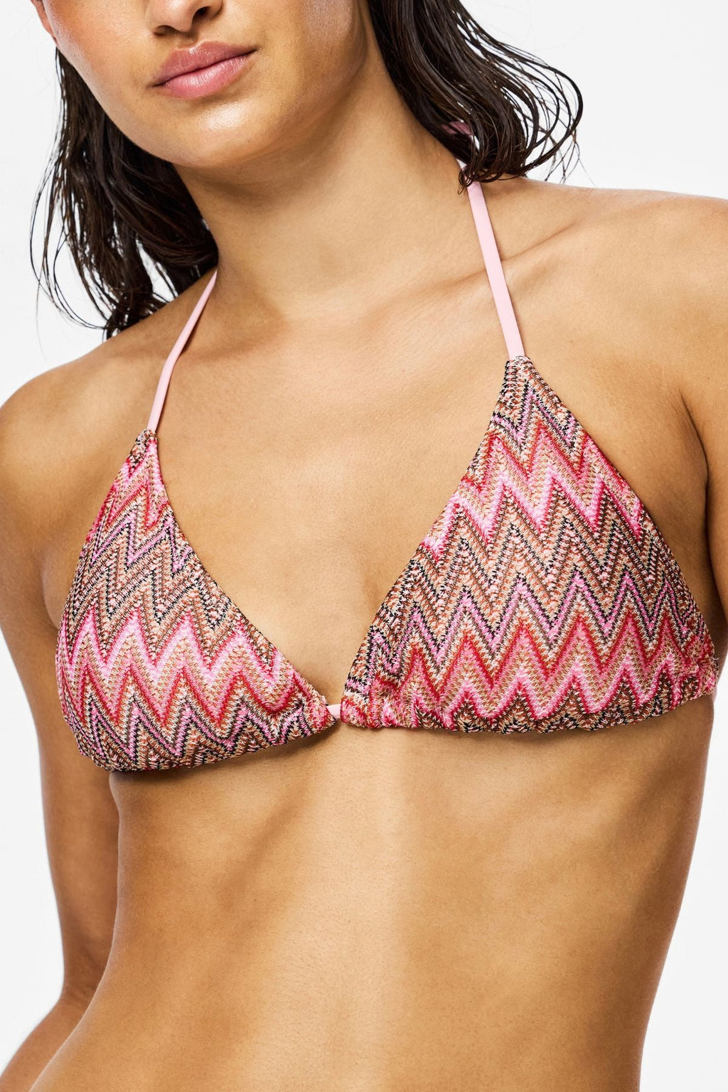 Ada bikini trikotažinis trikampis viršus – rožinis šešėlis – žakardo raštas