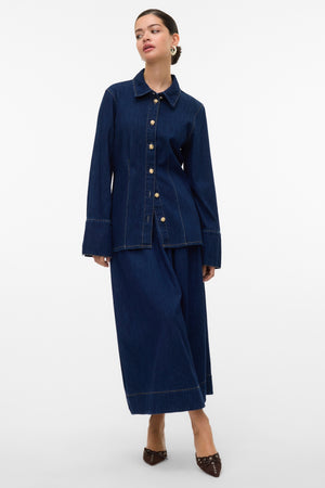 „Nikka“ džinsinis marškinėliai - tamsiai mėlynas džinsinis audinys