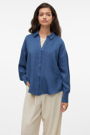 „Melaney Queeny“ marškinėliai – tamsus džinsinis melanžas