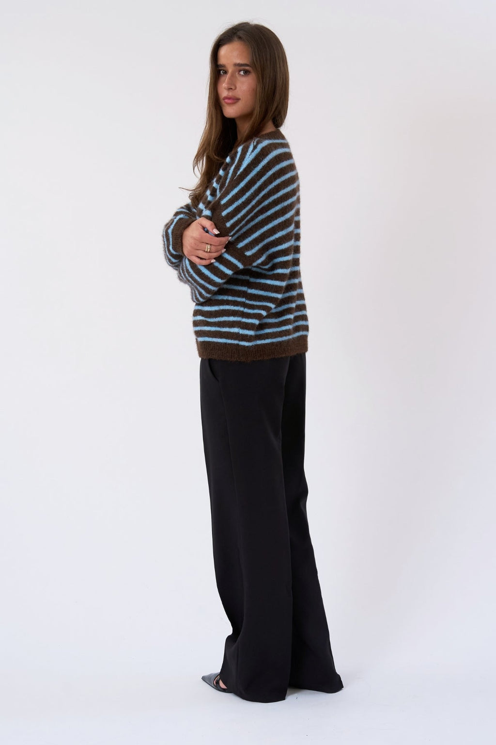 Sienna Striped Knit – šokoladinis/šviesiai mėlynas