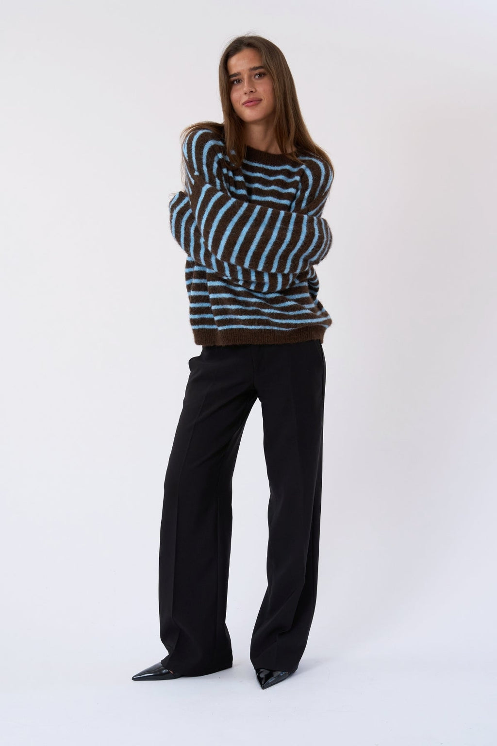 Sienna Striped Knit - Chocolate/Light Blue
