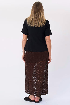 Amara Lace Maxi Skirt - Kava