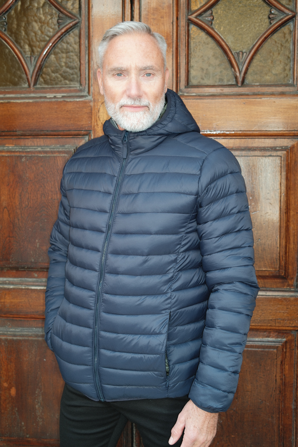 Hooded Light Puffer Jacket - Navy