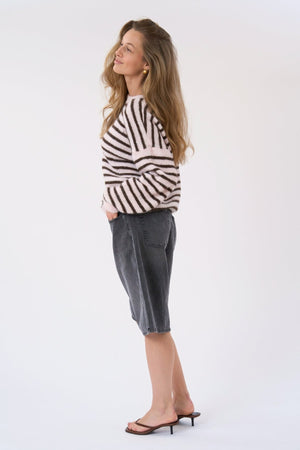 Sienna Striped Knit – rožinė/šokoladinė