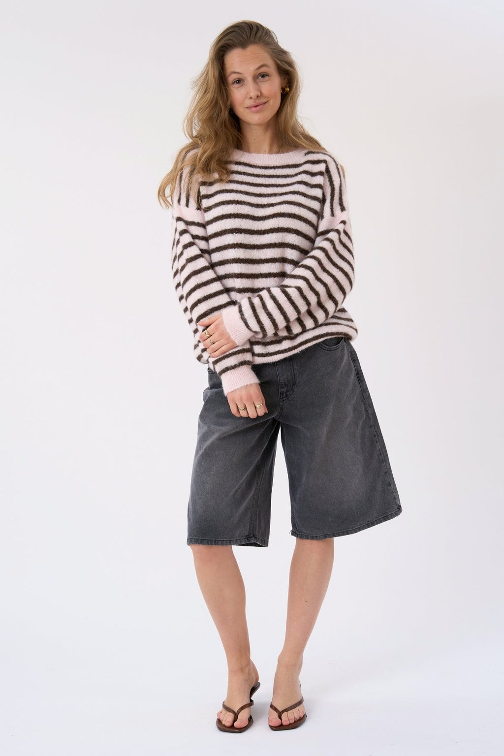 Sienna Striped Knit – rožinė/šokoladinė