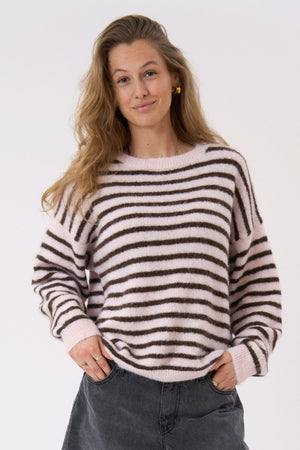 Sienna Striped Knit – rožinė/šokoladinė