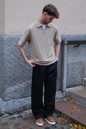 „Enzo“ trumpų rankovių pusiau užtrauktukas - chaki