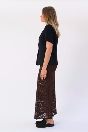 Amara Lace Maxi Skirt - Kava
