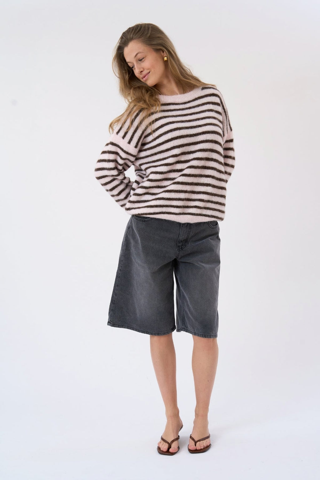 Sienna Striped Knit – rožinė/šokoladinė