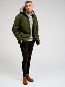 Classic Long Parka Jacket - Dark Green