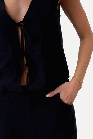 Linen Skirt - Black