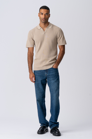 George Knitted Polo - Beige
