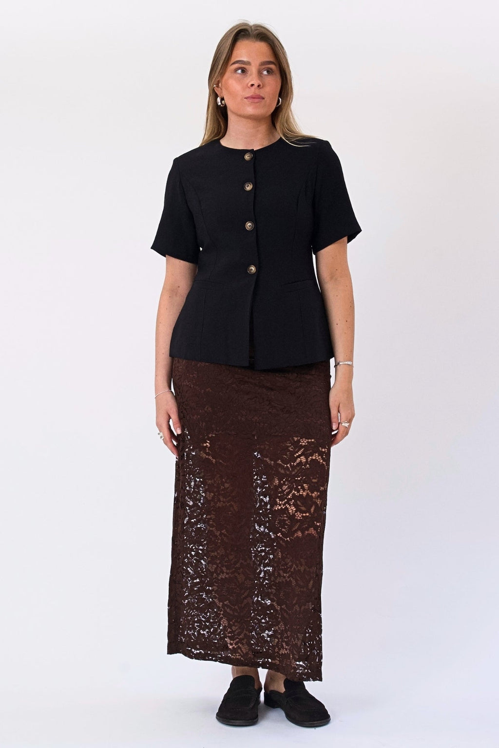 Amara Lace Maxi Skirt - Kava