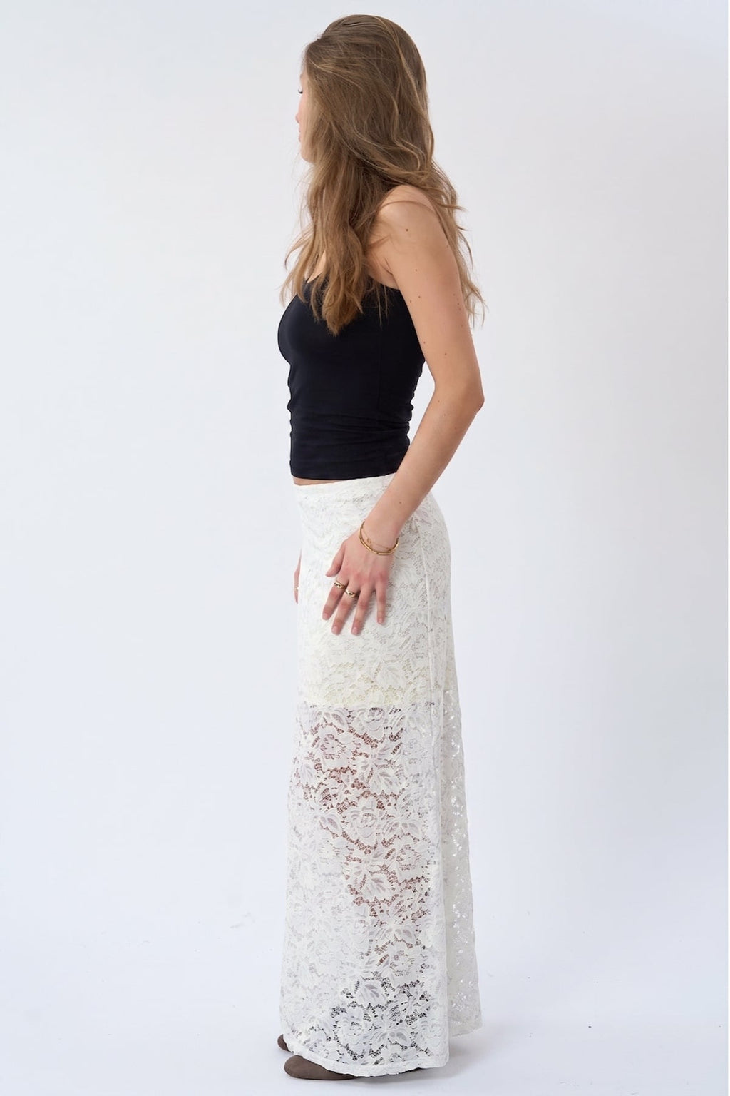 Amara Lace Maxi Skirt - baltas