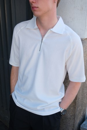 „Enzo“ trumpų rankovių pusiau užtrauktukas - balta