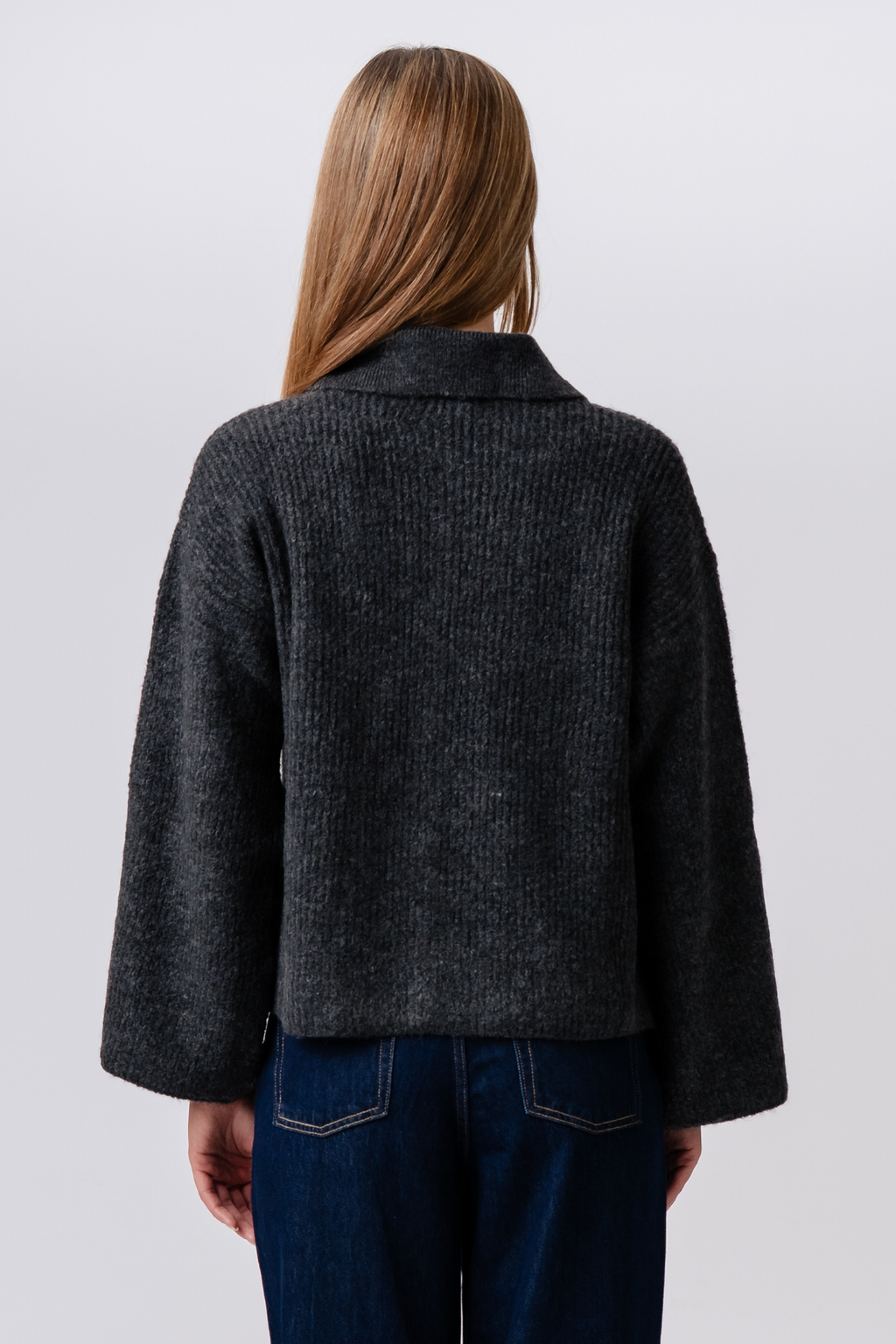 Josie Polo Knit – grafitas