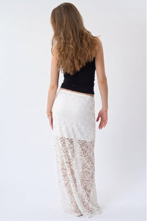 Amara Lace Maxi Skirt - baltas