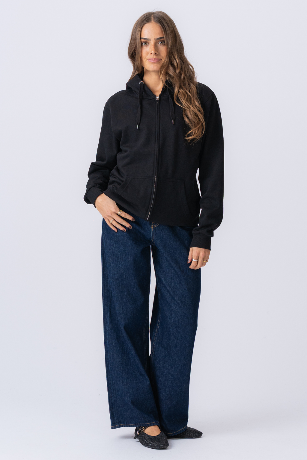 Basic zip hoodie - Black