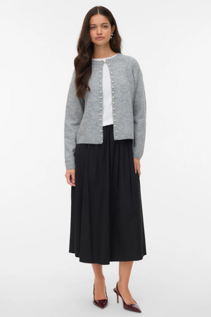 Magalene O kaklo perlas Cardiganas - vidutinio pilkos spalvos melangas