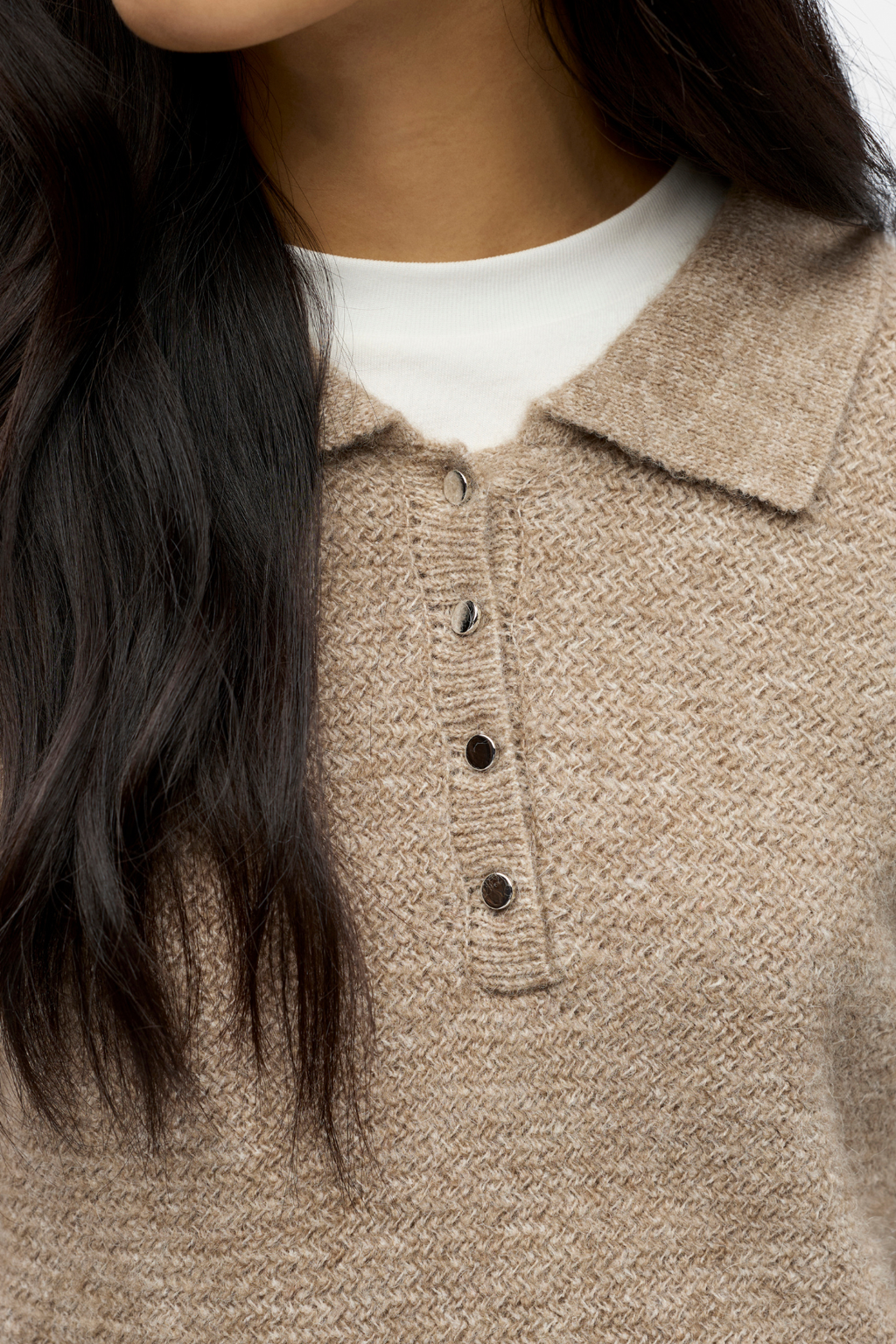 Anine Knit Polo - Morel melange