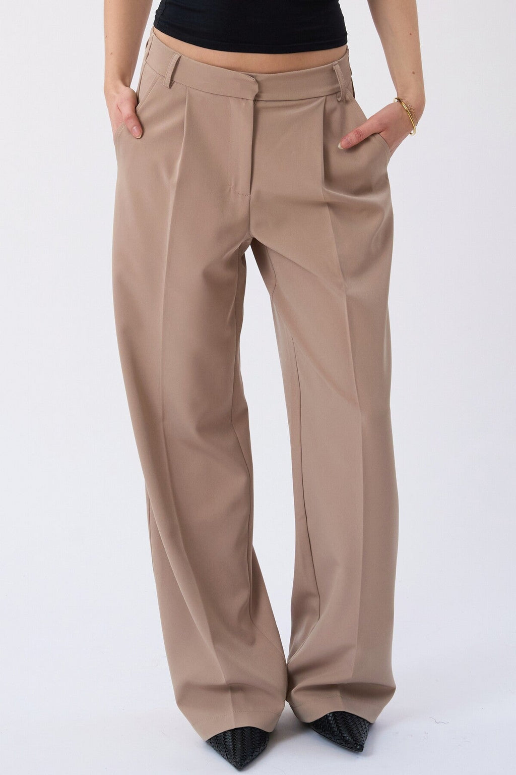 Mila Wide Pants - Smėlio spalvos