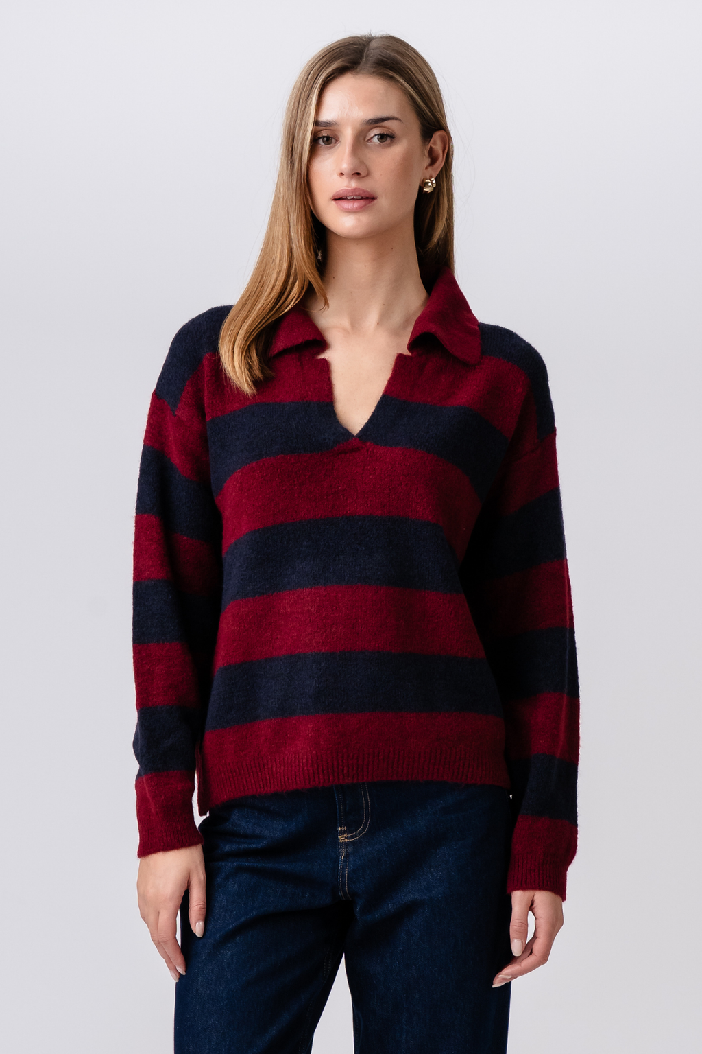 Nora Knit - Burgundy/ Deep Blue