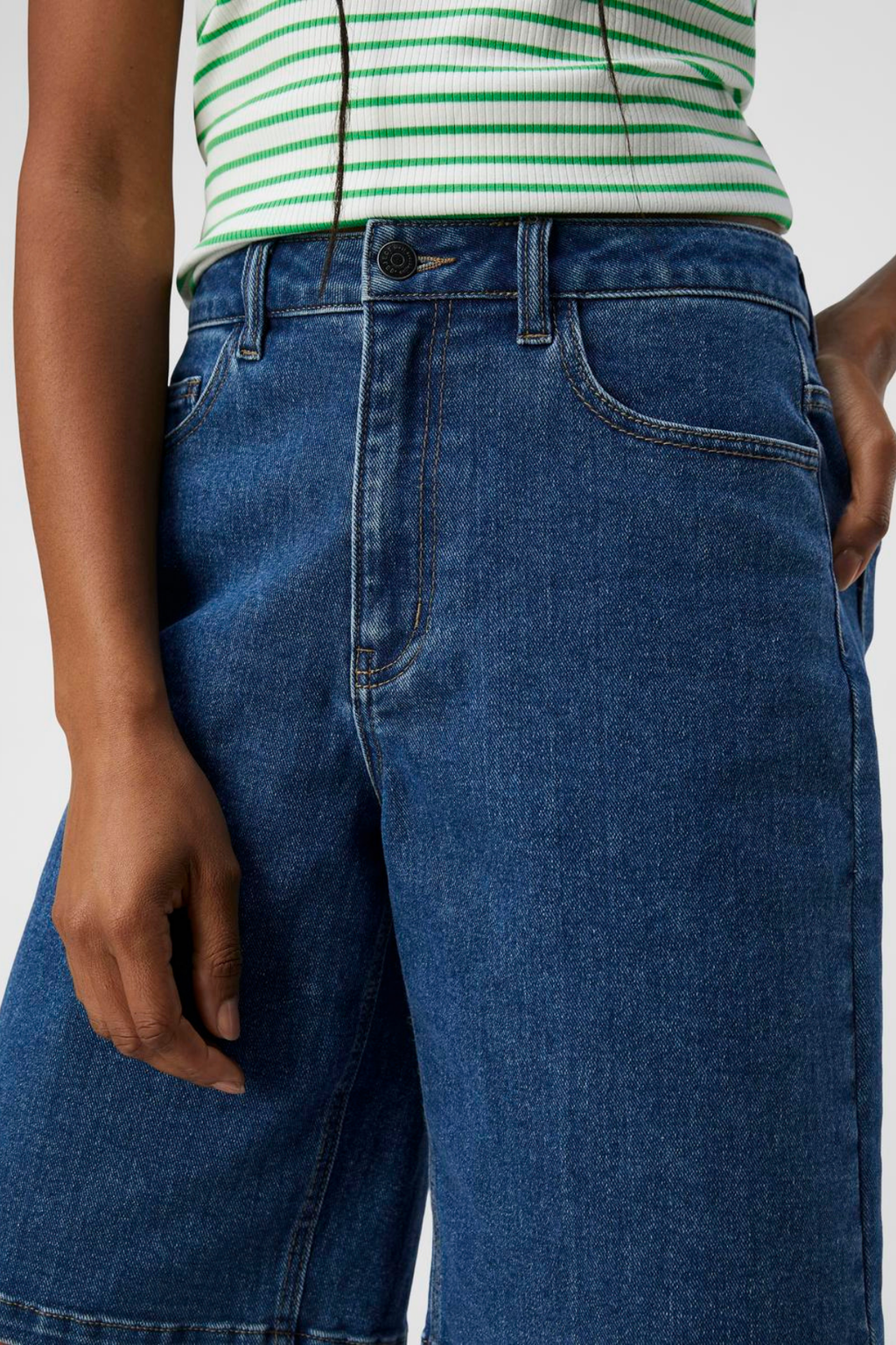 Karolio džinsinis audinys Shorts - Vidutiniškai mėlynas džinsinis audinys