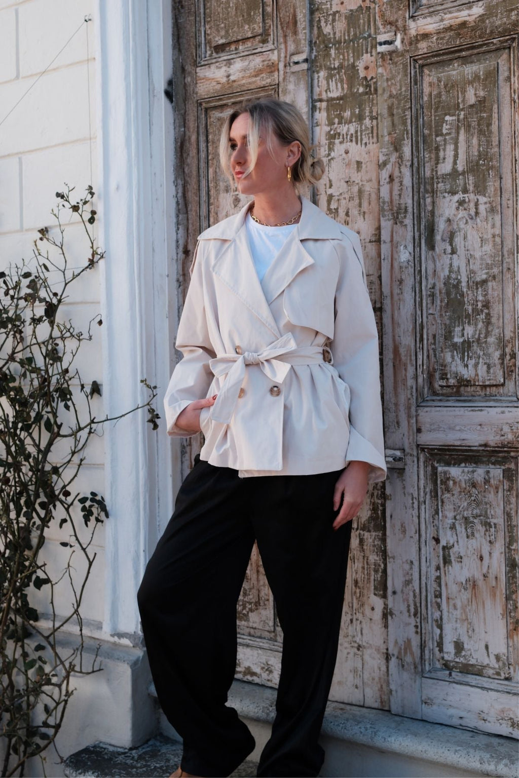 Sia Short Trenchcoat – beveik baltas