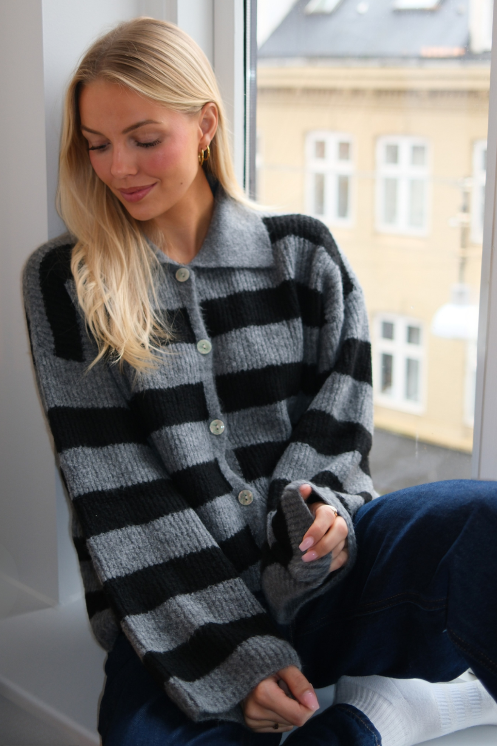 Josie Polo Knit - Grey/Black