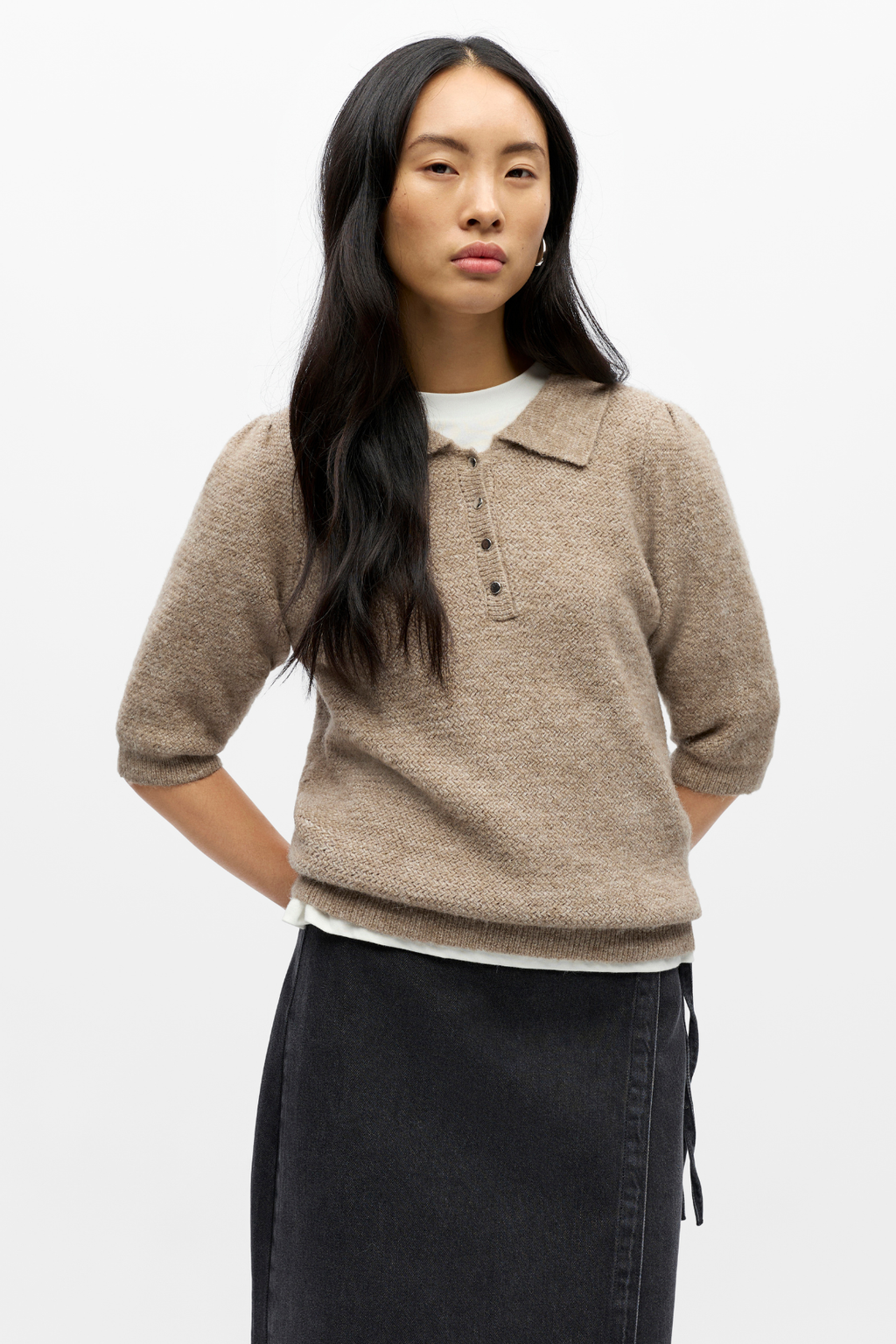 Anine Knit Polo - Morel melange