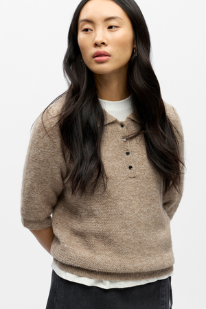 Anine Knit Polo - Morel melange
