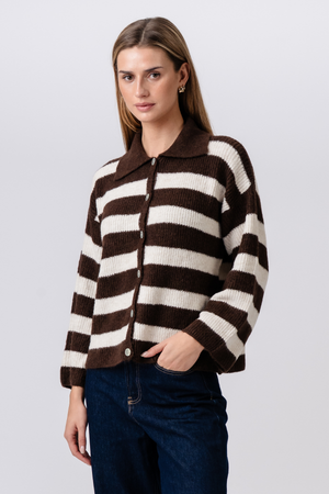 Josie Polo Knit – ruda/balta
