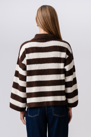 Josie Polo Knit – ruda/balta