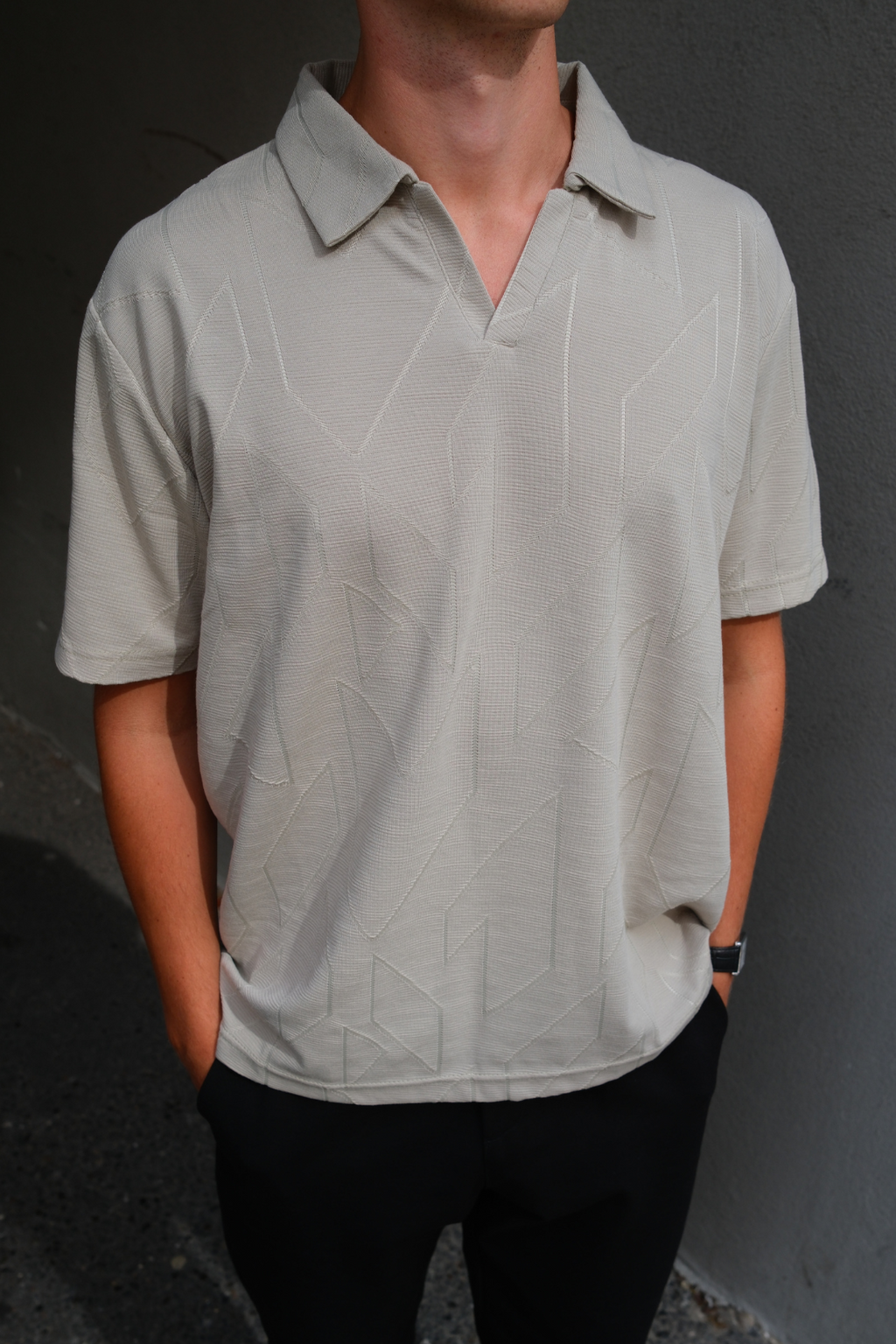 Atlasas tekstūruotas polo - chaki