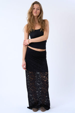 „Amara Lace Maxi“ sijonas – juodas