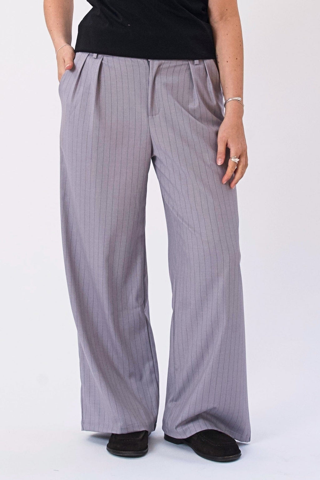 Paloma Pinstripe Pants - Taupė