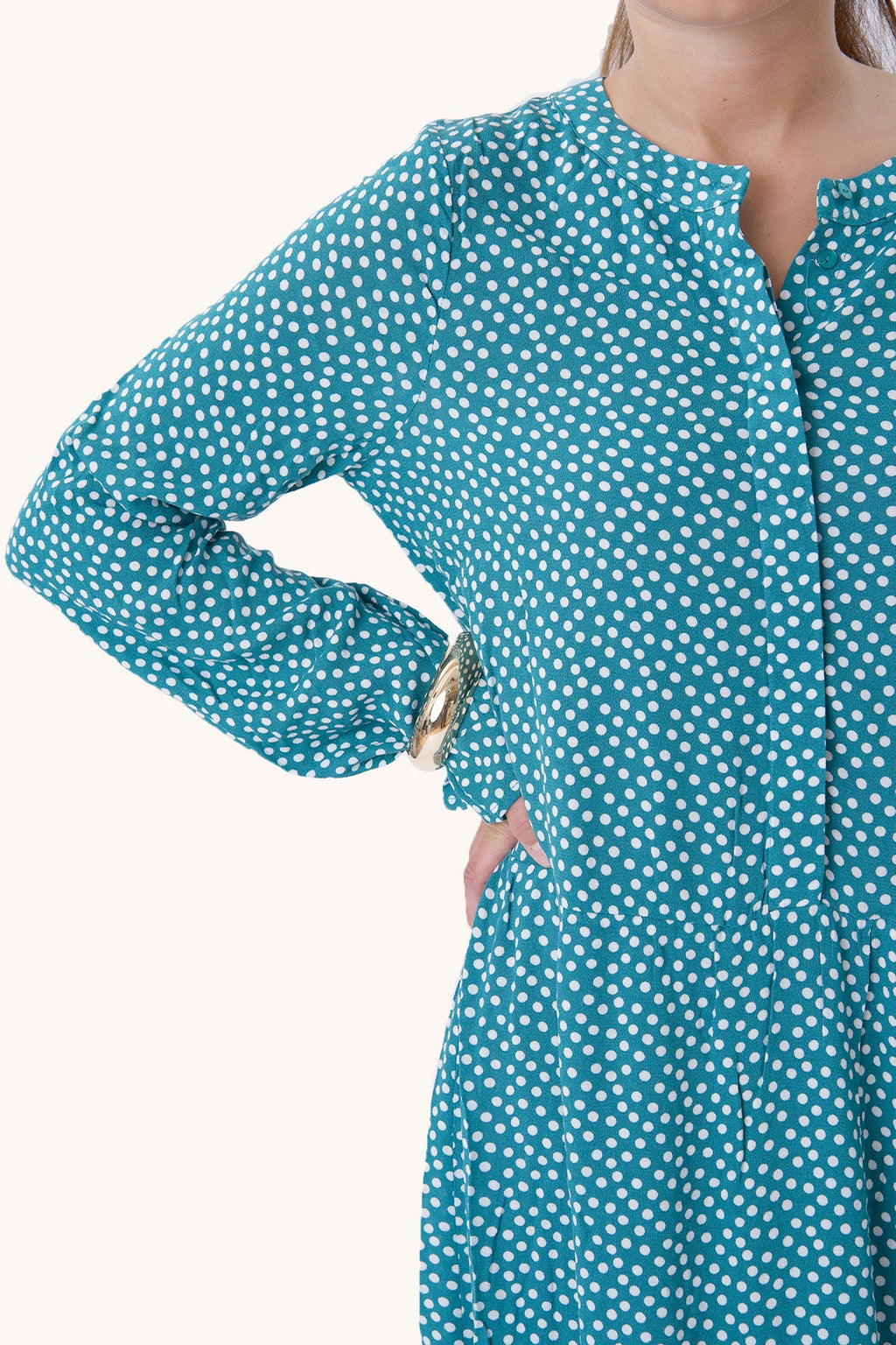 Anna ilgomis rankovėmis suknelė - „Teal Green“