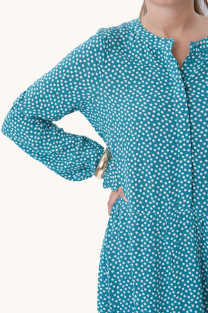 Anna ilgomis rankovėmis suknelė - „Teal Green“