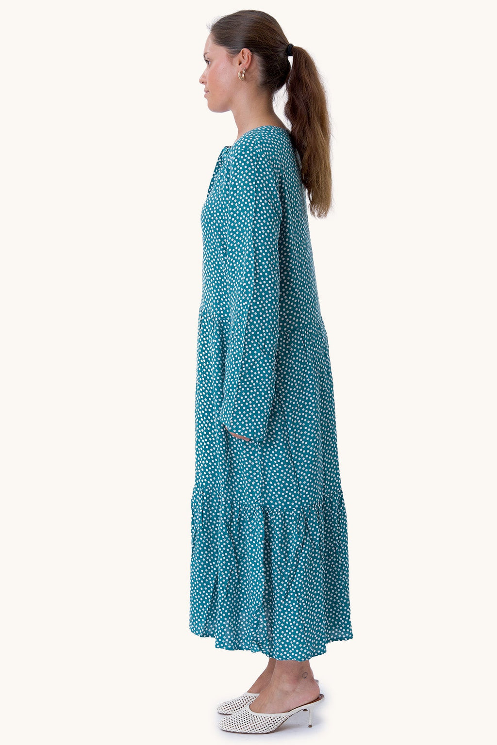 Anna ilgomis rankovėmis suknelė - „Teal Green“