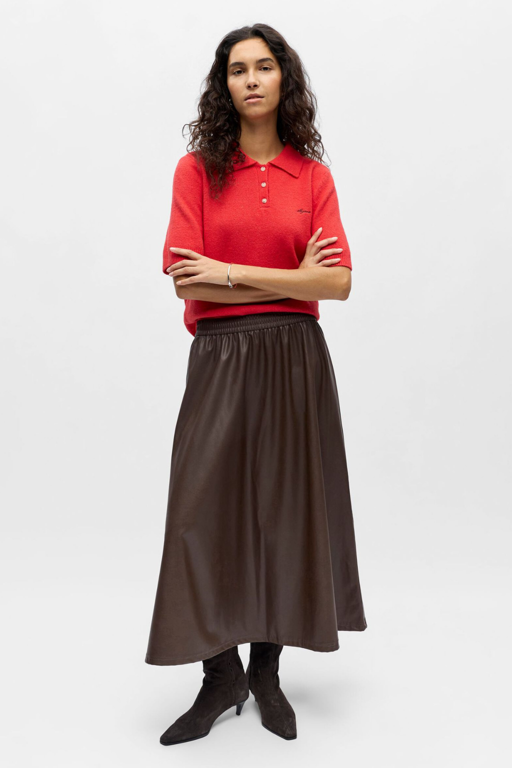 Debbie Knit Polo - Poinsettia