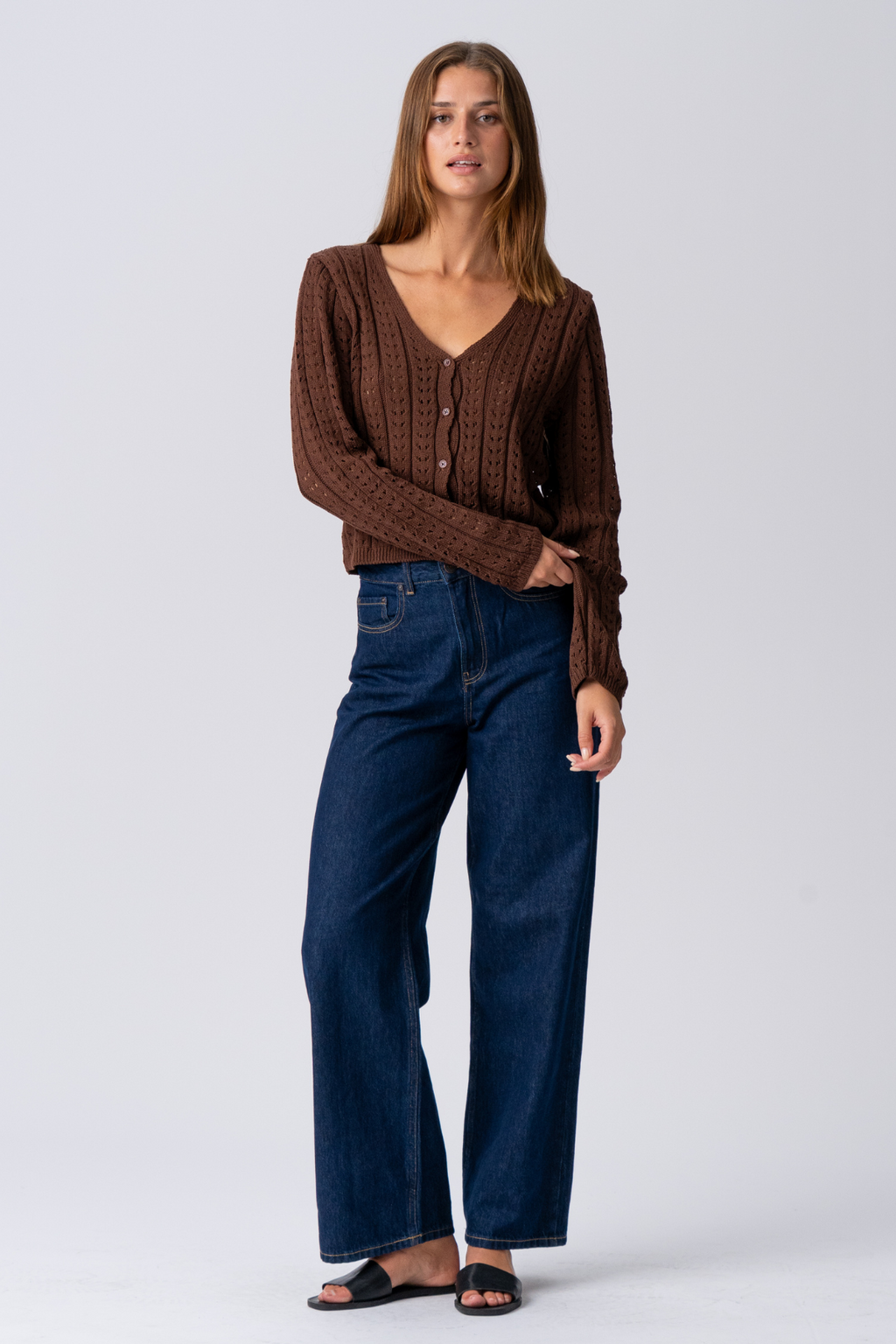 Virginia Knit Cardigan - Brown