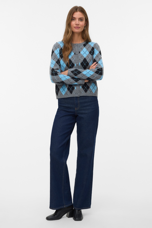 Giorgia O-Neck Cardigan - Medium Grey Melange