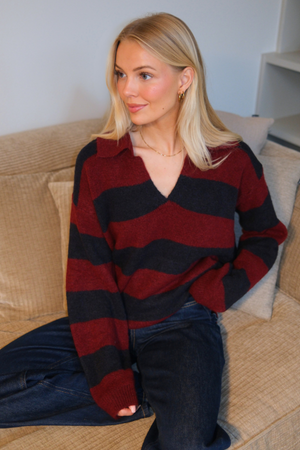 Nora Knit - Burgundy/ Deep Blue