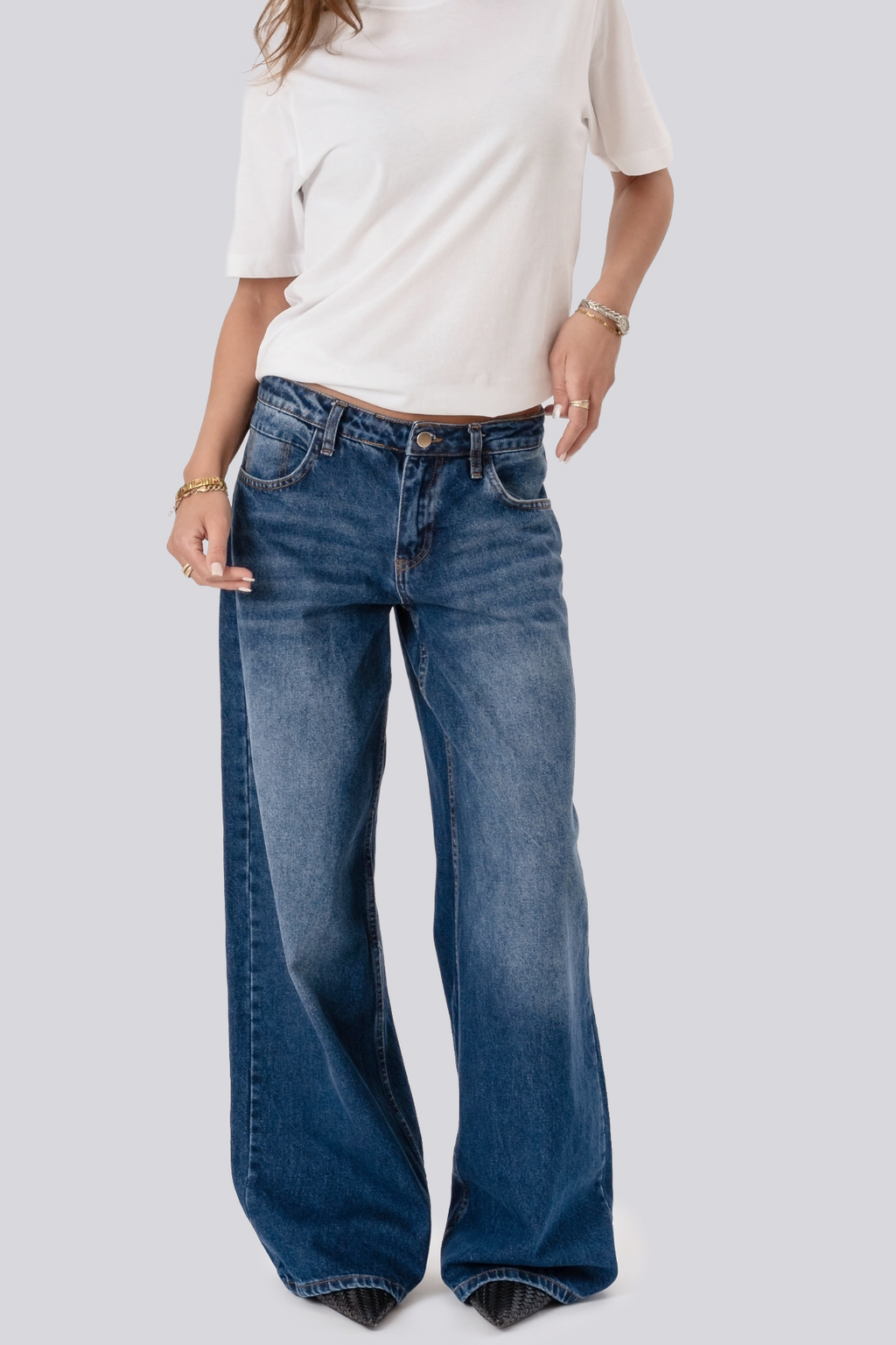 Serena Baggy Jeans – vidutinio mėlynumo