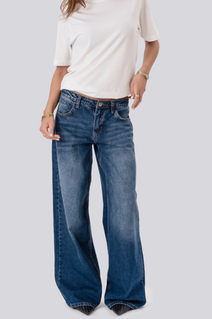 Serena Baggy Jeans – vidutinio mėlynumo