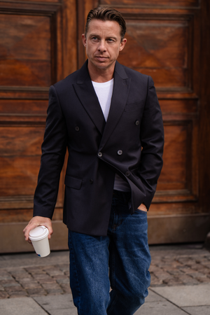 Premium Dvigubas švarkas - juodas