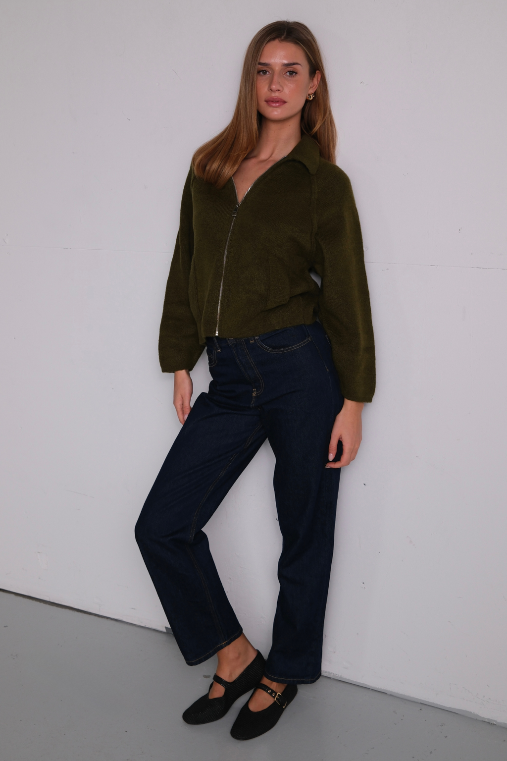 Selma Knit Užtrauktukas - chaki