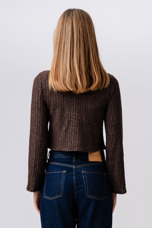 Ivy Tie Blouse Knit - Brown