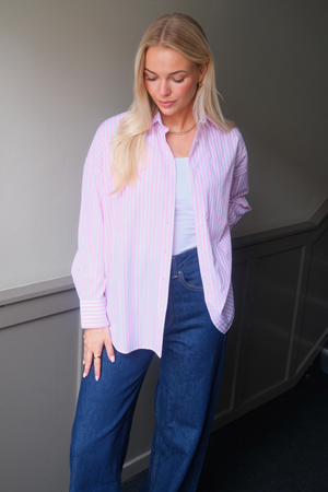 Layla dryžuoti marškiniai - rožiniai